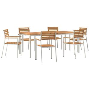 vidaXL Garden Dining Set 7 pcs Solid Teak Wood and Stainless Steel