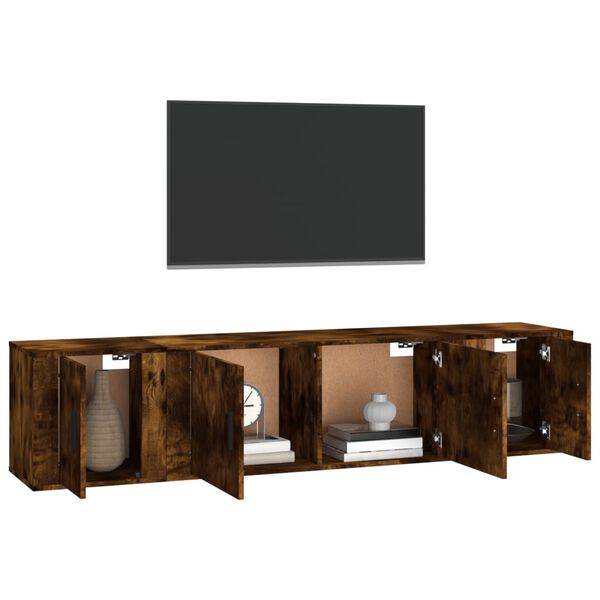 vidaXL 3 Piece TV Cabinet Set Smoked Oak Engineered Wood