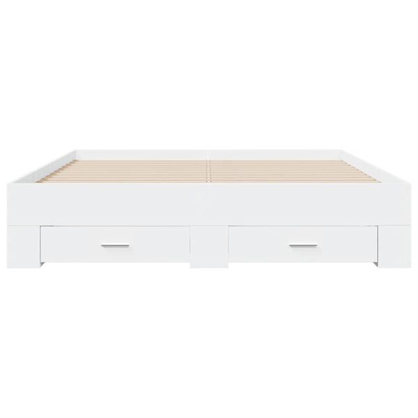 vidaXL Bed Frame with Drawers without Mattress White 150x200 cm King Size