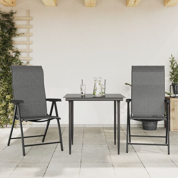 vidaXL Folding Garden Chairs 2 pcs Grey Poly Rattan
