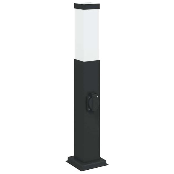 vidaXL Bollard Lights with Outlet 3 pcs 50 cm Black IP44