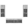 vidaXL 6 Piece TV Wall Units with LED Concrete Grey Engineered Wood