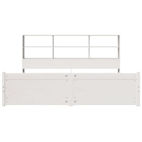 vidaXL Bookcase Bed without Mattress White 180x200 cm Super King Solid Wood Pine