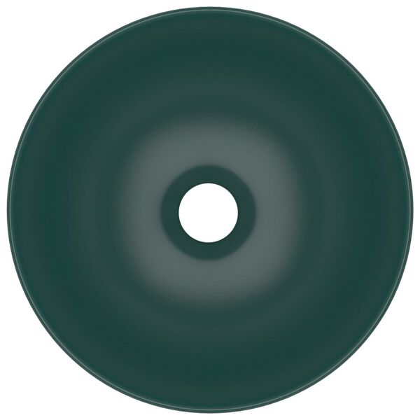 vidaXL Bathroom Sink Ceramic Dark Green Round