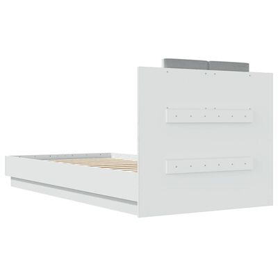 vidaXL Bed Frame with Headboard White 75x190 cm Small Single Engineered Wood