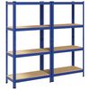 vidaXL 4-Layer Storage Shelves 2 pcs Blue Steel&Engineered Wood
