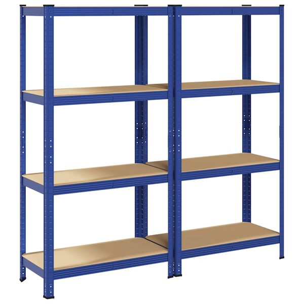 vidaXL 4-Layer Storage Shelves 2 pcs Blue Steel&Engineered Wood