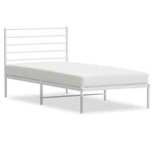 vidaXL Metal Bed Frame without Mattress with Headboard White 100x200cm