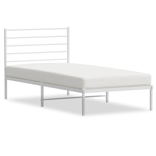 vidaXL Metal Bed Frame without Mattress with Headboard White 100x200cm