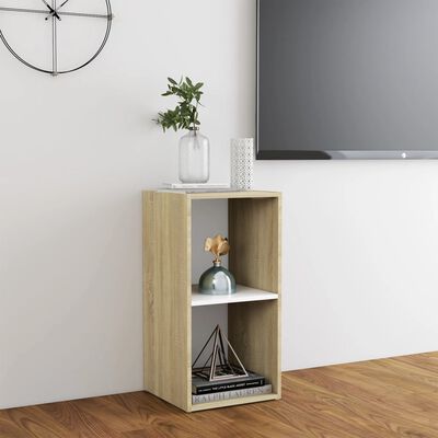 vidaXL TV Cabinet White and Sonoma Oak 72x35x36.5 cm Engineered Wood