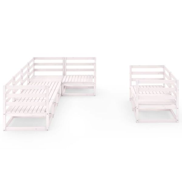 vidaXL 7 Piece Garden Lounge Set White Solid Pinewood