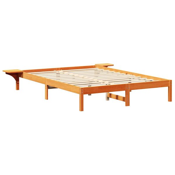 vidaXL Bed Frame Wax Brown 150 x 200 cm Solid Pine Wood