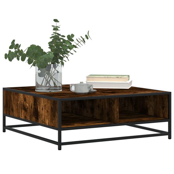 vidaXL Coffee Table Smoked Oak 80x80x30 cm Engineered Wood and Metal