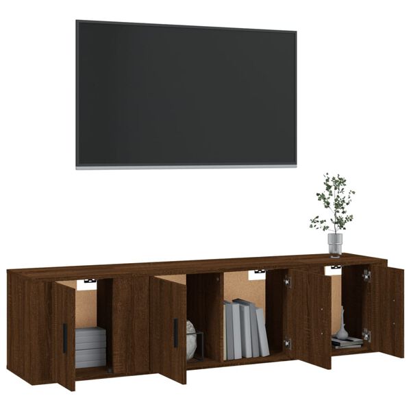 vidaXL 3 Piece TV Cabinet Set Brown Oak Engineered Wood
