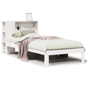 vidaXL Bookcase Bed without Mattress White 90x190 cm Single Solid Wood Pine