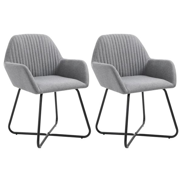 vidaXL Dining Chairs 2 pcs Light Grey Fabric