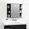 vidaXL Mirror Cabinet with LED Black 70x16.5x60 cm