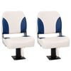 vidaXL Foldable Boat Seat 2 Set Blue and White 41x36x48 cm