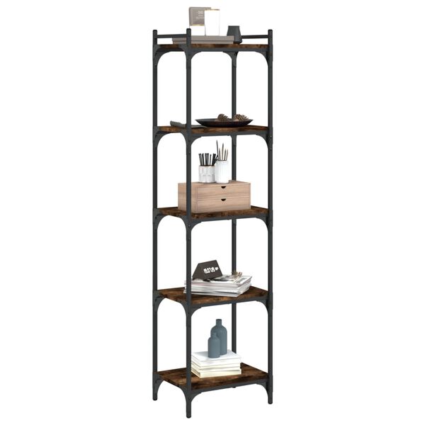 vidaXL Bookcase 5-Tier Smoked Oak 40x30x154 cm Engineered Wood