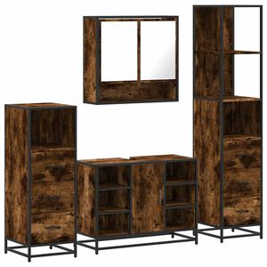 vidaXL 4&nbsp;Piece Bathroom Furniture Set&nbsp;Smoked Oak Engineered Wood