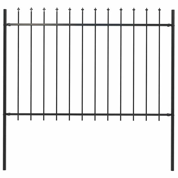 vidaXL Garden Fence Woerden with Spear Top Steel 181x120 cm Black