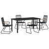 vidaXL Garden Dining Set 5 pcs Black Powder-Coated Steel