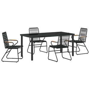 vidaXL Garden Dining Set 5 pcs Black Powder-Coated Steel