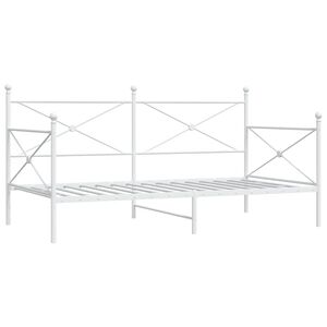vidaXL Day Bed without Mattress White 100x200 cm Steel