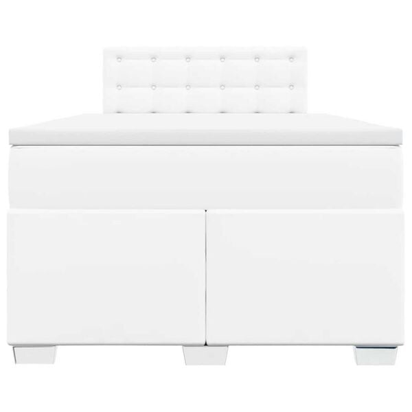 vidaXL Box Spring Bed with Mattress White 120x190 cm Faux Leather