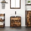 vidaXL Bathroom Basin Cabinet with Drawers Smoked Oak 60x34.5x60 cm