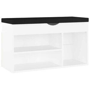vidaXL Shoe Bench with Cushion White 80x30x47 cm Engineered Wood