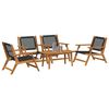vidaXL Garden Chairs with Table 5 pcs Black 90 x 45 x 40 cm