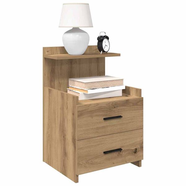vidaXL Bedside Cabinet with 2 Drawers Artisan Oak 40x36.5x62 cm