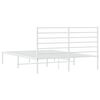 vidaXL Metal Bed Frame without Mattress with Headboard White 140x190cm