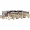 vidaXL 15 Piece Garden Dining Set with Cushions Beige Poly Rattan