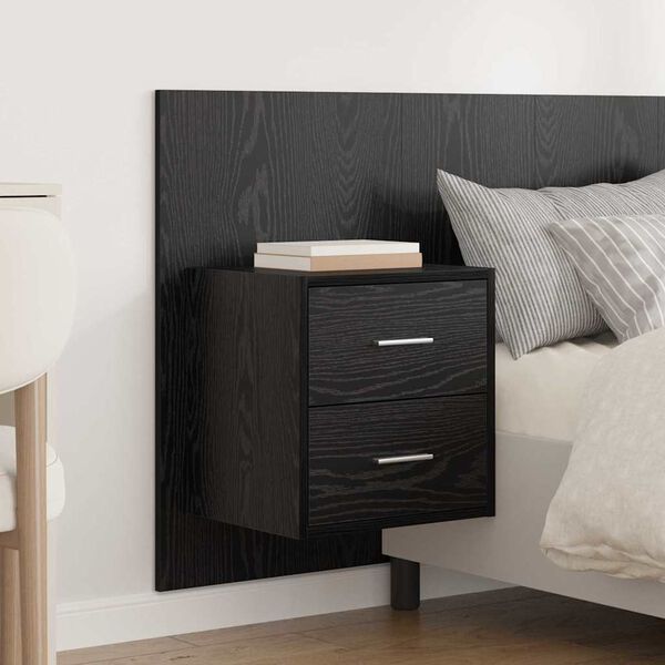vidaXL Headboard with Cabinet 3 pcs Black Oak Engineered Wood