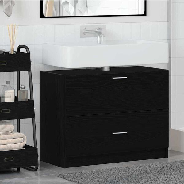 vidaXL Bathroom Cabinet Black Oak 78 x 37 x 59 cm Engineered wood