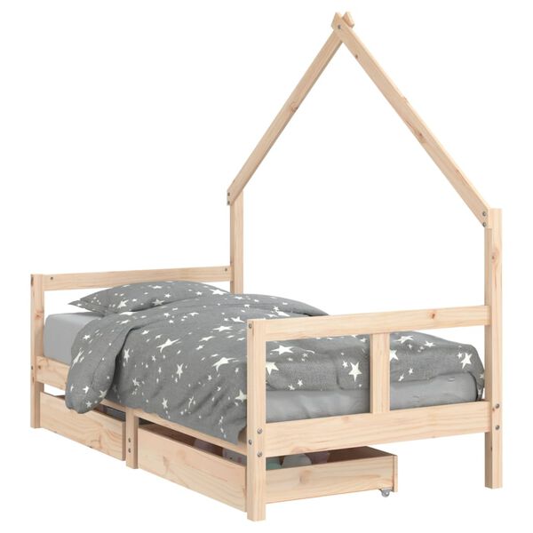 vidaXL Kids Bed Frame with Drawers 80x160 cm Solid Wood Pine