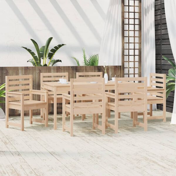 vidaXL 7 Piece Garden Dining Set Solid Wood Pine