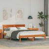 vidaXL Bed Frame with Headboard Wax Brown 120 x 190 cm Solid Pine Wood
