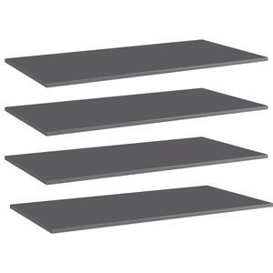vidaXL Bookshelf Boards 4 pcs High Gloss Grey 100x50x1,5 cm Engineered Wood
