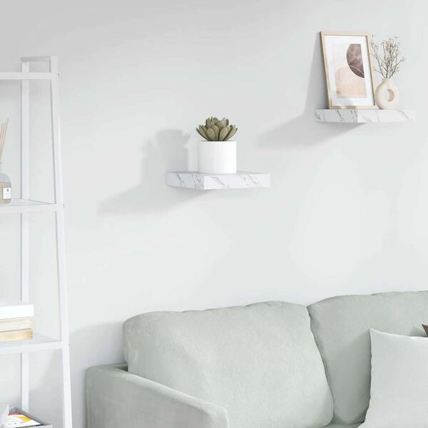 vidaXL Wall Shelf White Marble 23 x 23.5 x 4 cm Engineered Wood