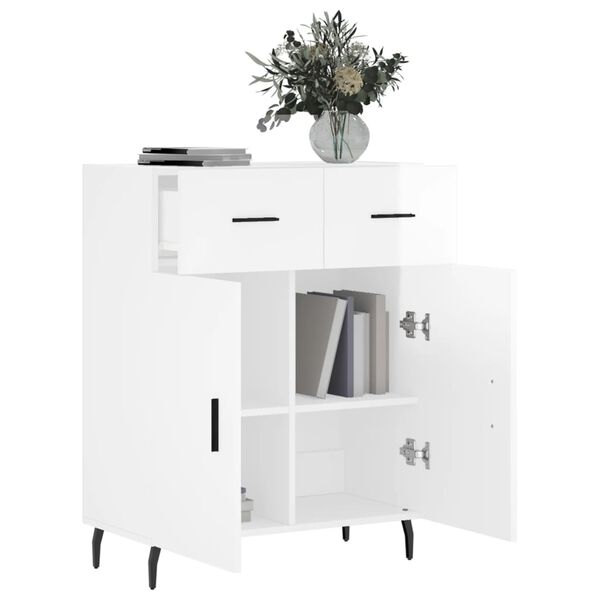 vidaXL Sideboard High Gloss White 69.5x34x90 cm Engineered Wood