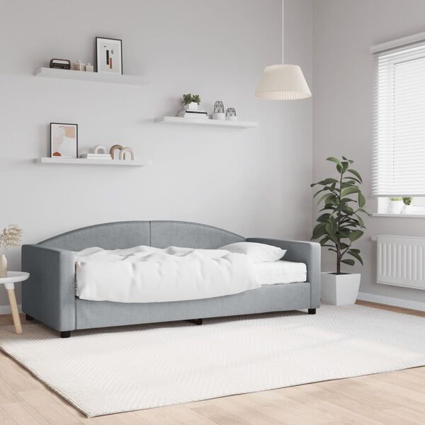 vidaXL Daybed with Mattress Blue Light Grey 90x190 cm Fabric