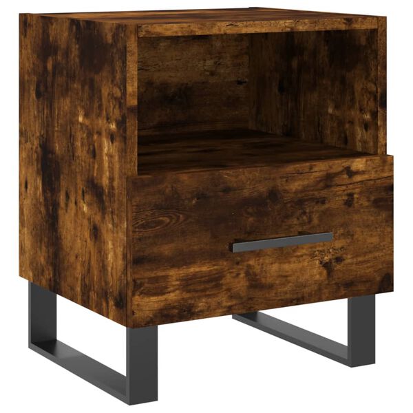 vidaXL Bedside Cabinet Smoked Oak 40x35x47.5 cm Engineered Wood