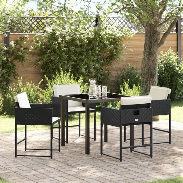 vidaXL Garden Dining Set with Cushion Folding 5 pcs Beige Poly rattan