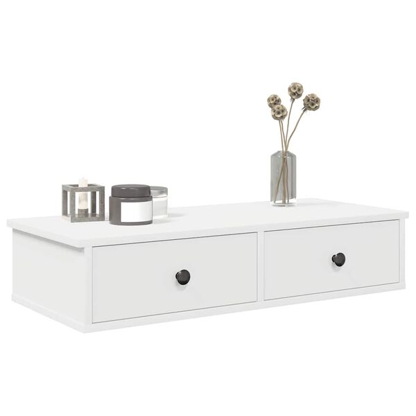 vidaXL Wall Shelf with Drawers White 80x34x17 cm Engineered Wood