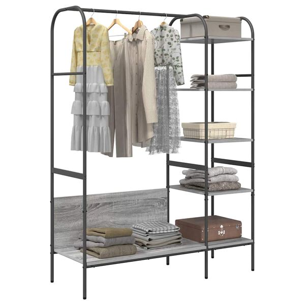 vidaXL Clothes Rack with Shelf Grey 120 x 44 x 160 cm Engineered Wood