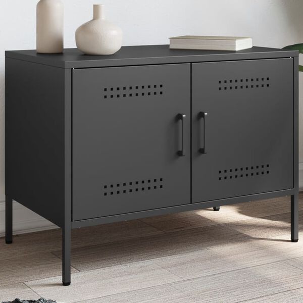 vidaXL TV Cabinet Black 68x39x50.5 cm Steel