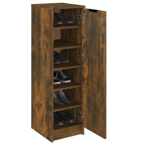 vidaXL Shoe Cabinet Smoked Oak 30x35x100 cm Engineered Wood